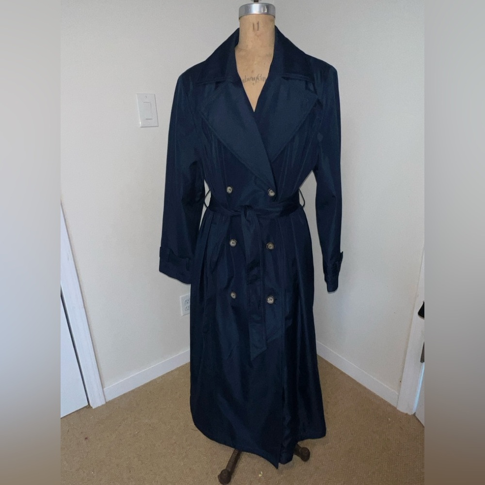 Chadwicks Navy Double-Breasted Trench Coat